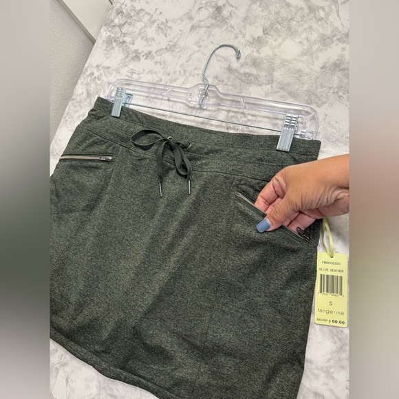 Tangerine Skort Short Olive Drawstring Zipper Pockets Sz Small pickleball,Tennis - Picture 6 of 11